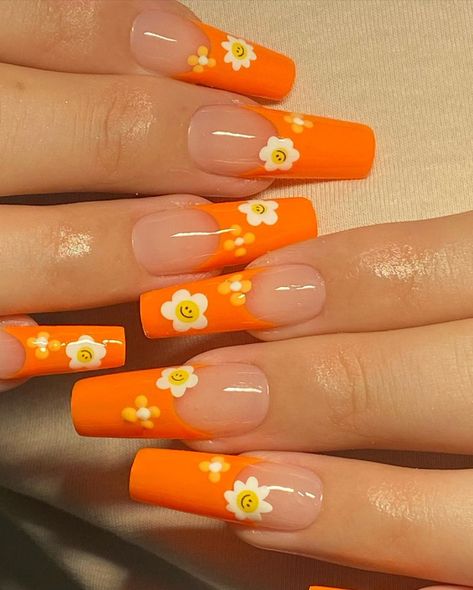 Stickers Mushrooms, Nail Tattoos, Feet Nail Design, Orange Nail Designs, Acrylic Nail Set, Long Nail Designs, Summery Nails, Acrylic Nails Coffin Pink, Beach Parties