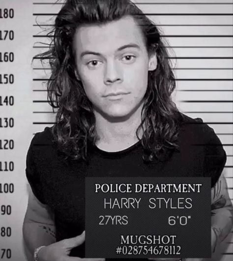 Jail Photoshoot, Harry Styles Mug, Long Hair Harry, Celebrity Mugshots, Boys Posters, Mug Shot, Funky Home Decor, He Makes Me Happy, Glossy Print