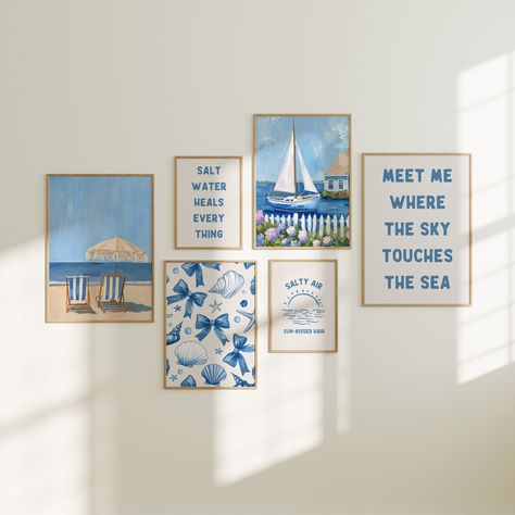 Immerse yourself in the serene allure of the coast with our "Beachy Wall Art," featuring inspirational beach quotes that capture the spirit of the sea. This piece is a perfect addition to the Coastal Granddaughter and Coquette Aesthetic collections, blending seaside charm with a touch of feminine flair. Ideal for any trendy blue apartment, this printable art brings a refreshing ocean breeze into your home decor, creating a calming and stylish atmosphere that invites relaxation and contemplation. Aesthetic Wall Art Printable, Trendy Apartment Decor, Beachy Wall Art, Poppy Wall Art, Funny Beach, Beachy Room, Coastal Room, Trendy Apartment, Uni Room