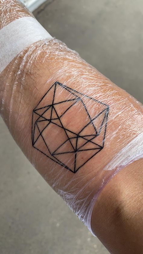 Got my first tattoo today! Its a 2D tattoo of a 3D projection of a 4D hypercube (tesseract) #tattoos #tattoo #beauty 3d Cube Tattoo, Geometric Square Tattoo, Hypercube Tattoo, Tetrahedron Tattoo, Tesseract Tattoo, Grid Tattoo, 2d Tattoo, Frequency Tattoo, Quantum Tattoo