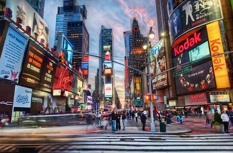 So this is my newest photo of Times Square.  I return to this spot time and time again.  The situation, light, cars, people, and billboards are always different, so it’s never a dull subject.  It’s also always such a challenge to shoot that it keeps all my senses fully honed.  In fact, I’m already thinking about going back to New York City for another photograph of Times Square!  - Trey Ratcliff  Click here to read this entire post at the Stuck in Customs blog. Wallpaper Pc 4k, 2k Wallpaper, New York Wallpaper, York Wallpaper, Travel Wallpaper, New York Photos, Wallpaper Ipad, New York City Travel, Wallpaper Tumblr