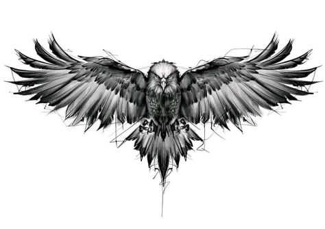 Tattoo Bird Men, Tatuaje Ekg, Tattoo Chest And Shoulder, Eagle Back Tattoo, Owl Tattoo Chest, Eagle Chest Tattoo, Crow Tattoo Design, Dragon Sleeve, Small Chest Tattoos