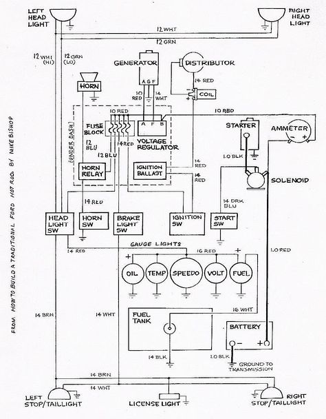 Basic Ford Hot Rod Wiring Diagram Car Wiring Diagram, Trailer Wiring Diagram, Car Wiring, Ford Hot Rod, Rod Building, Electrical Diagram, Automotive Mechanic, Electrical Wiring Diagram, Ford Tractors