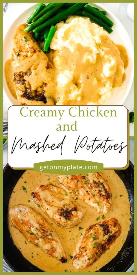 Mashed Potatoes Dinner Meals, Creamy Chicken Breast Recipes, Chicken And Mashed Potatoes, Creamy Chicken Dinner, Creamy Sauce For Chicken, Chicken Stock Recipe, Chicken Mashed Potatoes, Creamy Chicken Recipes, Simple Family Meals