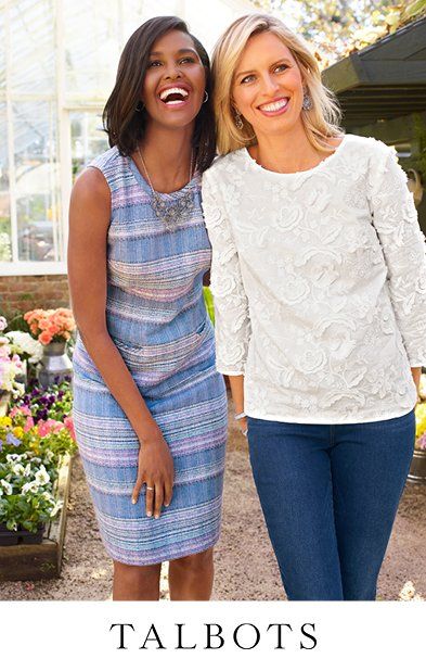 We're celebrating the arrival of spring with modern classic pieces that let YOU shine through! Embroidered tops & tweed dresses. Style as fresh as a spring bouquet! Shop now exclusively at Talbots. | Talbots Spring 2019 Talbots Outfits Spring 2024, Talbots Spring 2023, Talbots Outfits, Talbots Fashion, Talbots Summer, Tweed Dresses, Embroidered Tops, Karolina Kurkova, Shop Pants