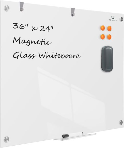 Amazon.com : TSJ OFFICE Glass Dry-Erase Board - 36 x 24 Inches Wall Mounted Glass Magnetic Whiteboard, Large Frameless Glass White Board for Office, Home & School : Office Products Glass White Board, Board For Office, Board Presentation, Glass Whiteboard, Glass Dry Erase Board, Whiteboard Wall, Magnetic Whiteboard, Office Office, Magnetic White Board