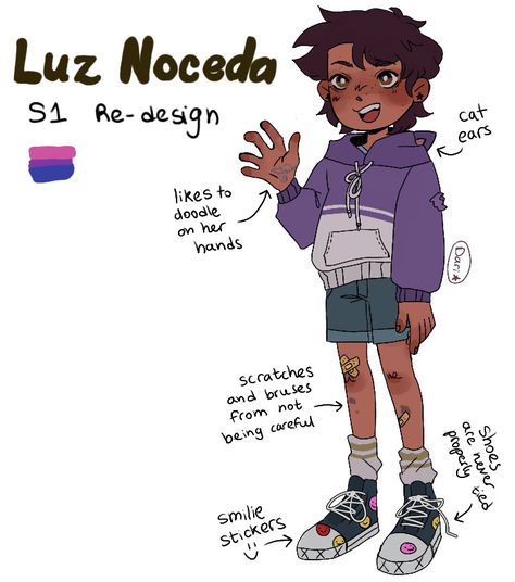 Luz Noceda Sketch, Luz Noceda Inspired Outfits, Luz Noceda Outfit Ideas, Luz Noceda Headcanons, Luz Noceda Redesign, Cartoon Redesign, Luz Redesign, Owl House Redesign, Toh Redesigns