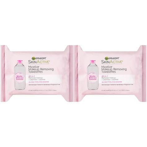 Amazon.com: Garnier Micellar Facial Cleanser & Makeup Remover Wipes, Gentle for All Skin Types (25 Wipes), 2 Count (Packaging May Vary) : Beauty & Personal Care Gel Face Moisturizer, Garnier Skinactive, Garnier Micellar, Best Drugstore Makeup, Garnier Skin Active, Micellar Cleansing Water, Makeup Remover Wipes, Makeup Wipes, Cleansing Wipes