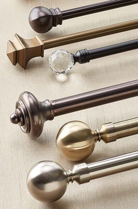 Luxury Curtain Rods, Curtain Rod Designs, Curtain Accessories Ideas, Modern Curtain Rods Living Room, Elegant Curtains Bedroom, Curtain Rods Designs, Curtains Rods Ideas, Curtain Rods Living Room, Curtain Holder Ideas