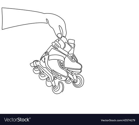 Roller Skate Tattoo Old School, Skating Tattoo, Skating Tattoo Ideas, Rollerblade Drawing, Rollerblades Tattoo, Roller Skaters, Continuous Line Drawing, Male Hands, Inline Skating