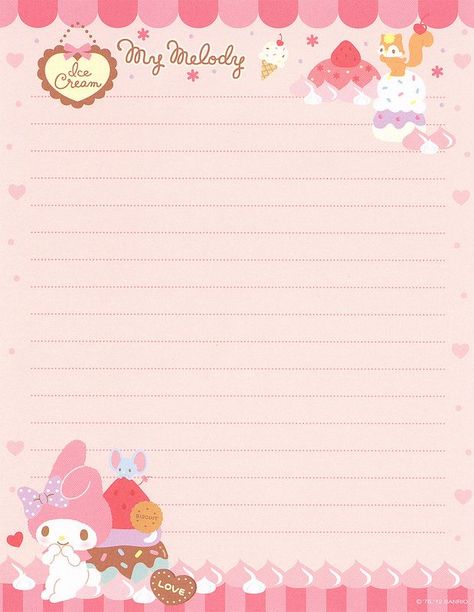 Kawaii Printables, Memo Pad Design, Hello Kitty Printables, My Melody Wallpaper, Note Writing Paper, Writing Paper Printable, Memo Notepad, Sanrio My Melody, Memo Paper