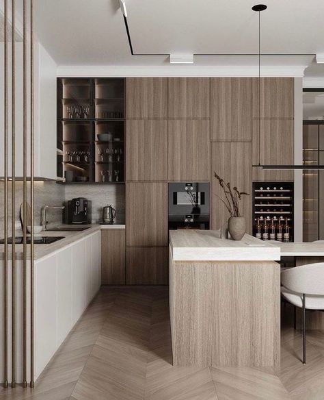 Kitchen Ideals, Sleek Kitchen, Luxury Living Room Design, Kitchen Interior Design Decor, Studio Kitchen, 아파트 인테리어, Contemporary Kitchen Design, House Design Kitchen, Kitchen Design Decor