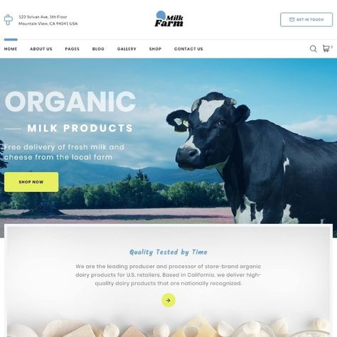 Milk Farm - Dairy Farm Website Template Milk Website Design, Dairy Template, Farm Website, Milk Dairy, Milk Brands, Farm Cow, Portfolio Website Design, Cattle Farming, Organic Milk