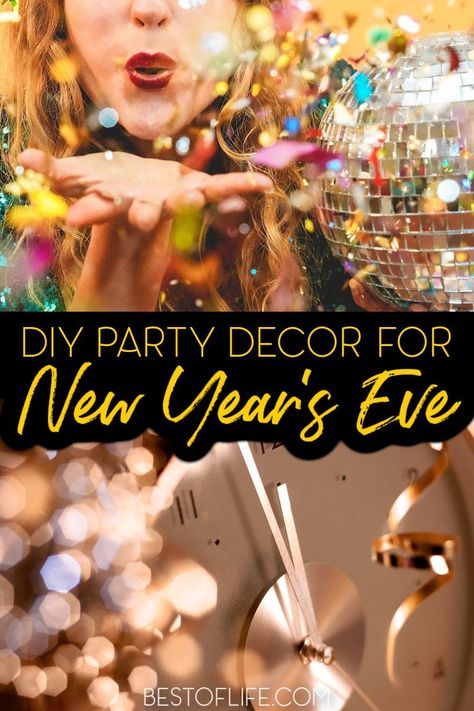 Decorating for a New Years Eve party is always fun! Use these DIY New Years Eve decor ideas to bring your party to life! New Years Eve Party Ideas | DIY Party Planning | Decorations for New Years | DIY Decor Ideas | Affordable New Years Eve Party Decor #NewYearsEve #partydecor via @thebestoflife Happy New Year Decoration Ideas Diy, New Years Diy, Diy New Years Eve Decorations, New Years Eve Party Decor, New Years Eve Decor, New Year Diy, Decor Centerpieces, Christmas Background Images, Paper Plate Crafts For Kids