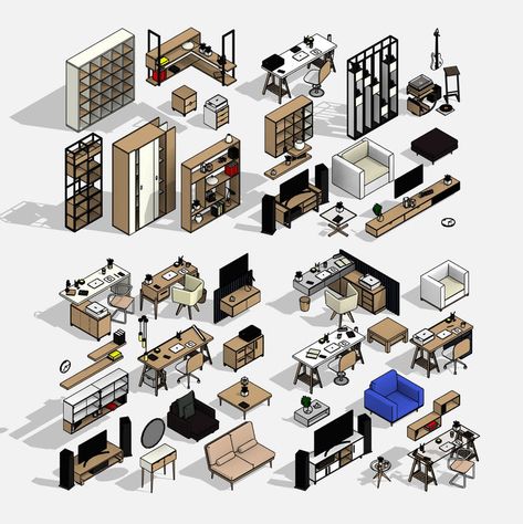 Download Parametric Families for Revit | RD Studio Revit Furniture, Revit Families, Revit Family, Decor Objects, Revit Architecture, 3d Furniture, Furniture Gallery, Family Furniture, Cultural Architecture