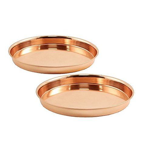 Achla Designs Pair of Round Trays, 8", Copper Achla Designs Copper Serving Tray, Galvanized Tray, Accent Tray, Copper Tray, Round Serving Tray, Kitchen Stand, Seasonal Displays, Garden Elements, Small Planter