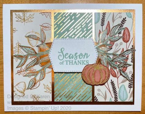 Gilded Autumn Stampin Up Cards, Stampin Up Thanksgiving Cards, Autumn Greetings, Fall Cards Handmade, Thanksgiving Cards Handmade, Fall Greeting Cards, Card Stamping, Autumn Cards, Autumn Paper