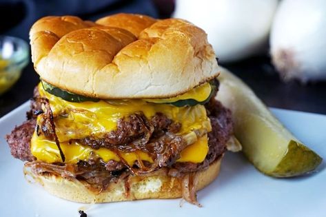 Pioneer Woman Burgers, Pioneer Woman Mountain Burger, Pioneer Woman Onion Burger, Pioneer Woman Oklahoma Onion Burger, Oklahoma Fried Onion Burgers, Oklahoma Burgers Onions, Oklahoma Onion Burger Recipe, Smash Onion Burger, Oklahoma Onion Smash Burger