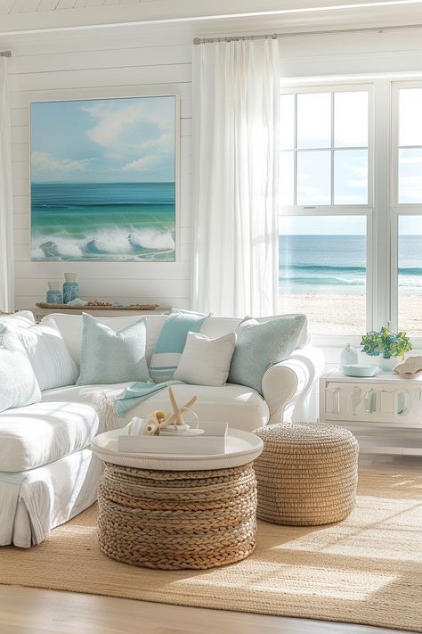 12 Modern Coastal Decor Ideas for a Serene Home – Everyday Inspo Living Room Cosy, Western Interior Design, Flip Furniture, Coastal Minimalist, Nautical Ideas, Western Interior, Serene Home, Modern Coastal Decor, Coastal Interior