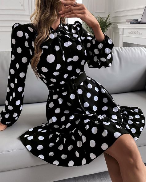 Materials Short Gown Styles, Short Peplum Dress, Polka Dot Short Dress, Short Flare Gown, Casual Dress Long Sleeve, Corporate Gowns, Chiffon Styles, Ankara Dress Designs, Best Casual Dresses