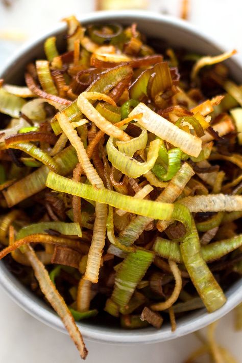 Frizzled Leeks Recipe - NYT Cooking Crispy Leeks Recipe, Fried Leeks Recipe, Crispy Leeks, Fried Leeks, Curried Squash Soup, Leeks Recipe, Vegetable Meals, Roasted Leeks, Salmon Curry