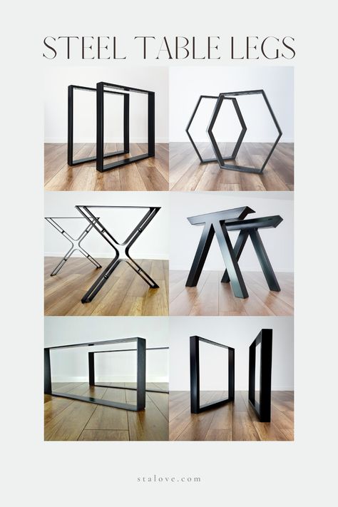 Table Legs Design, Diy Table Legs, Kitchen Table Legs, Iron Table Legs, Welded Furniture, Metal Furniture Legs, Steel Table Legs, Table Bases, Stone Concrete