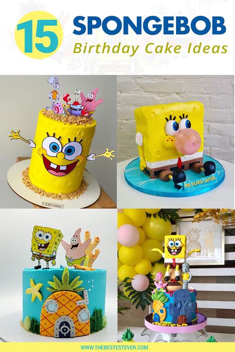 Looking for Spongebob cake ideas? We highlight 15 amazing cake designs from this popular cartoon. If you are having a Spongebob Squarepants themed party, these cake ideas will be a perfect match whether for a boy or girl. Spongebob Birthday Party Cake, Spongebob Squarepants Birthday Party Ideas, Spongebob Cake Design, Sponge Bob Cakes, Spongebob Birthday Cakes, Spongebob Birthday Cake Boys, Spongebob Cake Ideas, Spongebob Themed Birthday Party Ideas, Girl Spongebob Birthday Party