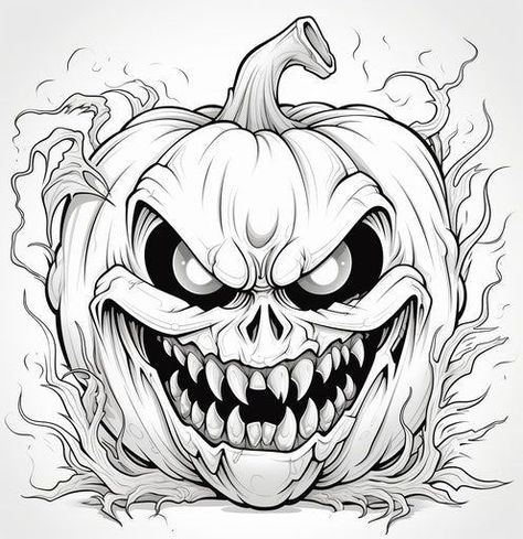 Unlock a world of color with pumpkin coloring pages! Designed for educational and home use, these pages offer a fun way for children to develop artistic skills. Teachers and parents can guide little artists through exciting themes. Each pumpkin coloring pages is a gateway to creativity and early learning. Scary Jack O Lantern Tattoo, Scary Coloring Pages Free Printable, Mind Flayer Pumpkin, Pumpkin Coloring Ideas, Halloween Themed Drawings, Adult Coloring Pages Halloween, Scary Pumpkin Drawing, Weird Coloring Pages, Scary Halloween Coloring Pages