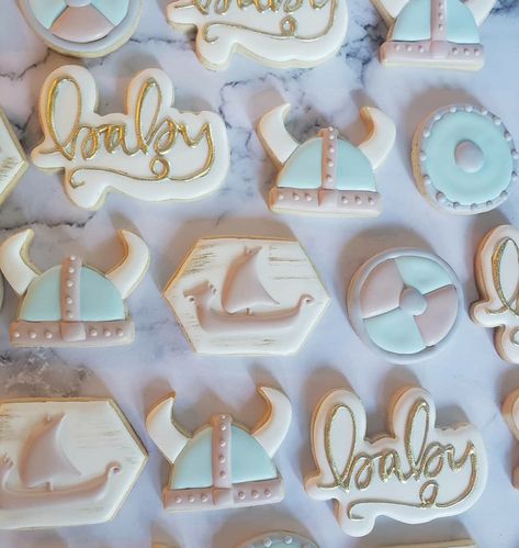 Viking Themed Party Food, Viking Cookies, Viking Gender Reveal, Viking Cupcakes, Viking Maternity Shoot, Viking Baby Shower Ideas, Viking Baby Nursery, Viking Birthday, Viking Baby