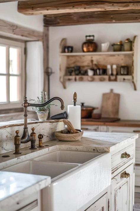 Farmhouse French Country Kitchen Charm Unveiled Modern French Country Kitchen, Country Kitchen Inspiration, Country Kitchen Accessories, French Country Decorating Kitchen, Farmhouse Kitchen Lighting, Industrial Kitchen Design, Farmhouse French Country, Rustic Side Table, French Country Kitchens