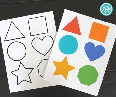 Shape Matching Activity - Little Learning Club Learning Shapes Activities, Color Activities For Toddlers, Shape Matching Game, Shapes For Toddlers, Shape Activities Preschool, Printable Shapes, Preschool Colors, Shape Games, Shapes Preschool