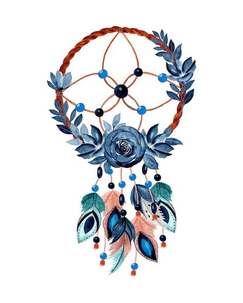 Vector watercolor dream catcher with blu... | Premium Vector #Freepik #vector #boho-flowers #boho-floral #leaf-illustration #floral-leaves Moon Background, Feather Drawing, Wall Sticker Design, Dream Catcher Art, Floral Leaves, Tshirt Design Inspiration, Watercolor Paintings Easy, Bullet Journal Lettering Ideas, Wreath Watercolor