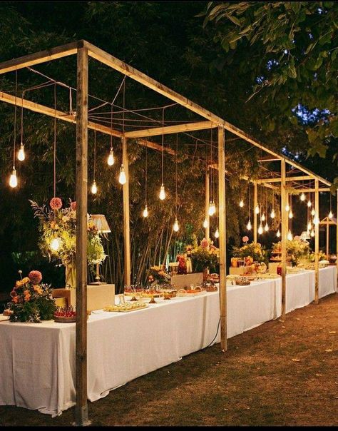 Backyard Wedding Bar, Buffet Table Decor, Backyard Reception, Barn Wedding Reception, Dream Wedding Decorations, Wedding Planning Decor, Wedding Buffet, Wedding Tent, Future Wedding Plans