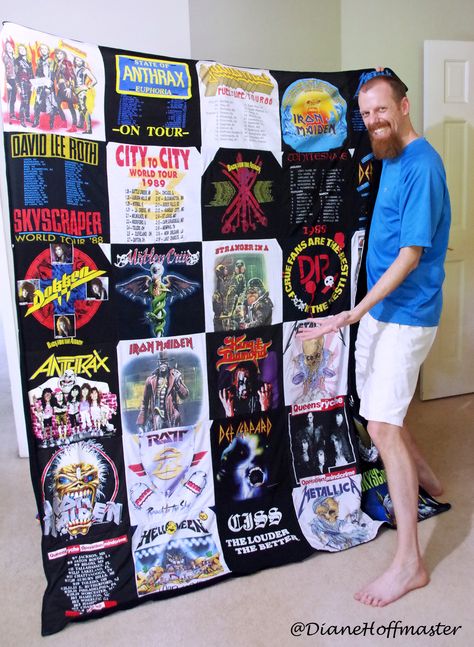 Why not take those old t shirts and make an upcycled t shirt blanket? Old T Shirt Blanket, Shirt Blanket, Tshirt Blanket Diy, Uses For Old T Shirts, Tee Shirt Blanket, T Shirt Blanket, T-shirt Blanket, Diy Tapestry, Tshirt Blanket