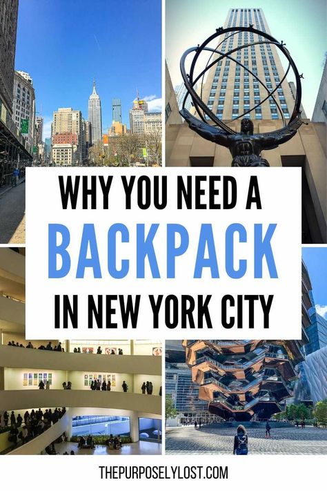 Do you need a backpack in NYC? Explore the concrete jungle in style with one of these sleek and functional backpacks! Perfect for navigating the bustling streets of NYC,learn about why you need to keep your essentials organized and easily accessible in a backpack in NYC. nyc backpack | nyc backpack street styles | nyc backpack essentials | best backpack for nyc | backpack for nyc Nyc Essentials, Nyc Packing List, Nyc Sightseeing, Backpacking Essentials, Best Travel Bags, Weekend In Nyc, Nyc Tours, Backpack Essentials, New York Tours