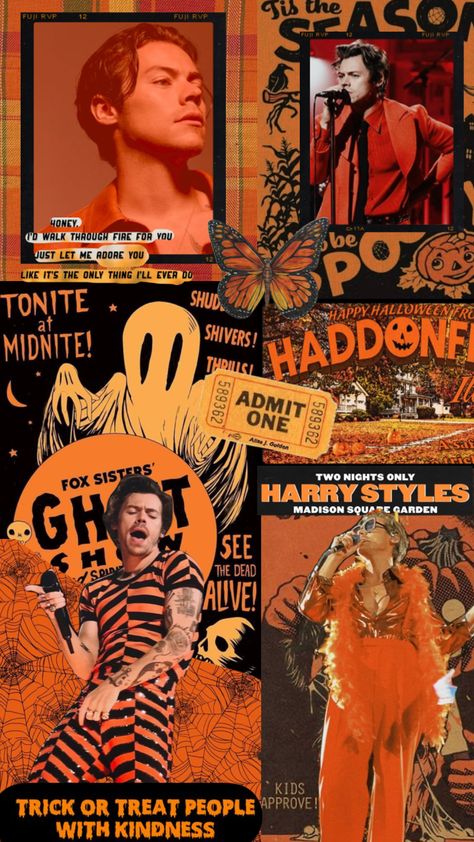 Fall Harry Styles Wallpaper, Harry Styles Autumn Wallpaper, One Direction Halloween Wallpaper, Harry Styles Fall Wallpaper, Harry Styles Halloween Wallpaper, Cute Spooky Season Wallpaper, Harry Styles Fall Aesthetic, Harry Styles Autumn, Harry Styles Fall