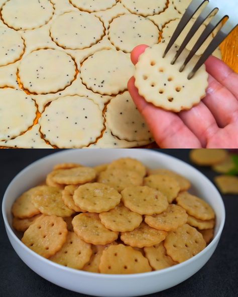 Homemade Salt Crackers with Poppy Seeds and Cheese - Greenku Recipes Salt Crackers Recipes, Salt Crackers, Crackers Recipe, Vegetable Benefits, Homemade Crackers, Crunchy Snack, Cracker Recipes, Nutritious Snacks, Cheese Platters