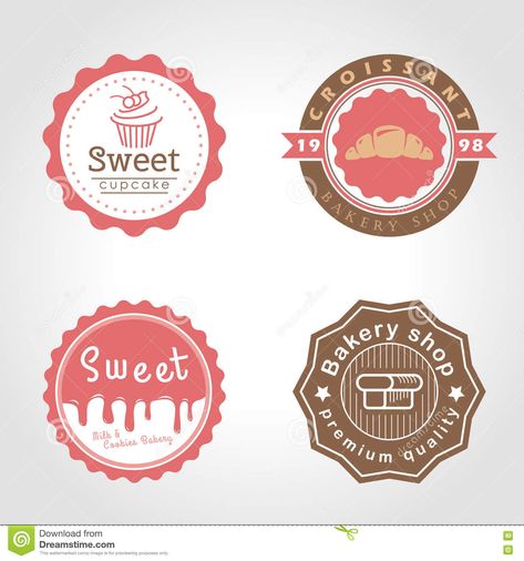 Sweet Cupcake And Bakery And Milk Shop Circle Logo Vector Illustration Design Stock Vector - Image: 78011992 Sweets Logo Design Ideas, Cheesecake Illustration, Kombi Food Truck, Logo Rond, Cake Icon, Cupcake Logo, Sweet Cupcake, Cake Logo Design, Cupcake Bakery