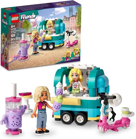 LEGO Friends Mobile Bubble Tea Shop Toy Building Set 41733, Fun Pretend Play Toy Vehicle Set with Toy Scooter, Mobile Cart, Cash Register, Play Store Gift Idea for Girls Kids Boys Ages 6+ Years Old Lego Friends Sets, Bubble Tea Shop, Бисер Twin, Shop Lego, Tea Cart, Lego Store, Play Shop, Pretend Play Toys, Buy Lego