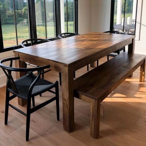 Parsons Java Dining Tables | Pier 1 Dining Table With Two Benches, Wood Dining Table Bench, Wooden Table With Bench, Wooden Kitchen Tables, Kitchen Tables With Benches, Dining Table With Bench And Chairs, Modern Dining Table With Bench, Wooden Dining Table With Bench, Wood Table With Bench