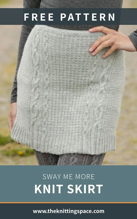 Get ready to have lighter and cooler days this spring with the Sway Me More Knit Skirt. It features pretty cables and beautiful texture and it's perfect for warmer days. This skirt makes for a lovely gift idea for any special occasion. | Discover over 7,000 free knitting patterns at theknittingspace.com Skirt Patterns Free, Knit Skirt Pattern Free, Fun Knitting Projects, Spring Knitting Patterns, Summer Knitting Projects, Knit Skirt Pattern, Knit Skirt Outfit, Spring Knitting, Winter Knitting Patterns