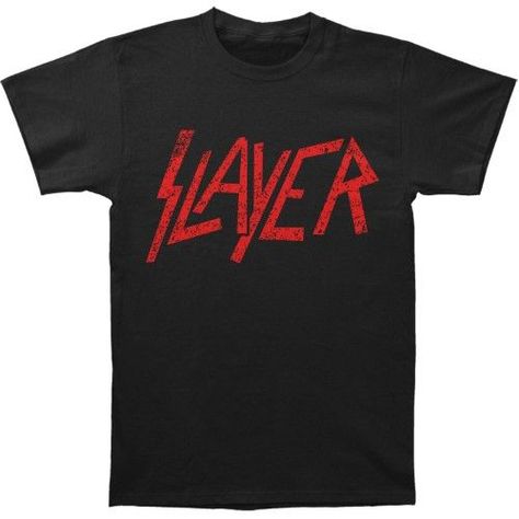 Slayer Men's Slayer Distressed Logo Slim Fit T-shirt X-Large Charcoal, Black Classic Logo, Black T Shirt, Michael Jackson, Sleeve Cotton, Tshirt Logo, Mens Clothing Styles, Black Tshirt, Save Money, Shirts Tops