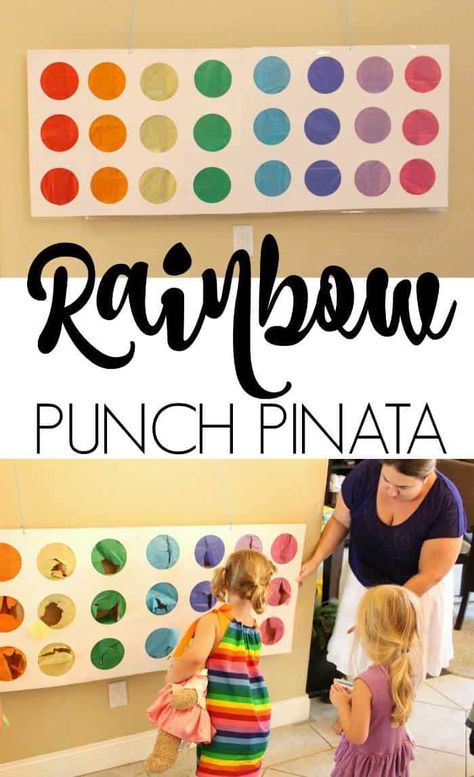 Punch Pinata, Kids Birthday Party Activities, Rainbow Punch, Indoor Birthday Parties, Party Activities Kids, Indoor Birthday, Birthday Party Games For Kids, Piñata Ideas, Toddler Birthday Party