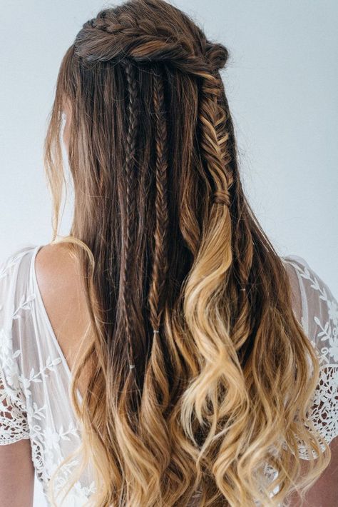 The 100 Hair, The 100 Hairstyles, Rock Style Hair, Elven Hair, Olivia Bossert, Half Up Half Down Braided, Bohemian Hair, Wedding Hair Styles, Curly Wedding Hair