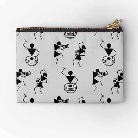 Get my art printed on awesome products. Support me at Redbubble #RBandME: https://www.redbubble.com/i/pouch/Warli-Art-musicians-by-HariniArts/71273156.440R3?asc=u Pouch Painting, Indian Mehandi, Madhubani Designs, Warli Paintings, Worli Painting, Warli Art, Doodle Paint, Birthday Gifts For Boyfriend Diy, Customised Phone Case