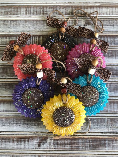 Sunflower Air Freshener Spring Freshie Summer Freshie - Etsy Handmade Air Freshener, Freshie Ideas, Car Air Freshener Diy, Peppermint Sugar, Diy Air Freshener, Car Freshies, Coconut Lime, Cherry Bomb, Car Freshener