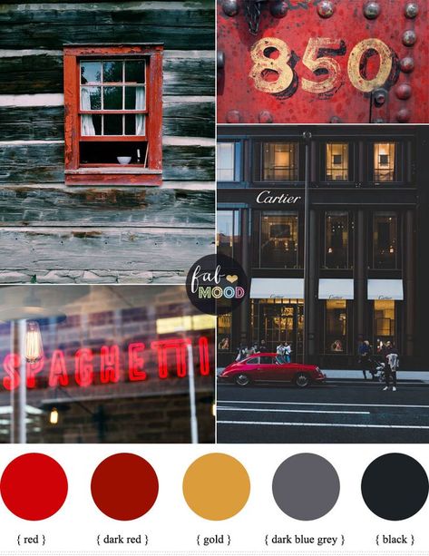 Gold Grey Red and Black color schemes  #color #colorpalette #colorscheme Living Room Colour Schemes, Red Color Palette, Color Schemes Design, House Paint Color Combination, Black Color Palette, Winter Color Palette, Gold Color Palettes, Red Color Schemes, Red Colour Palette