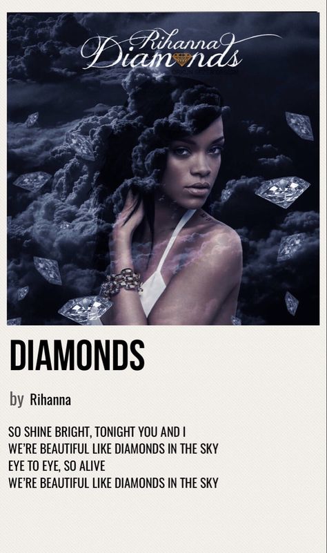 Rhianna Songs, Rihanna Album Poster, Rihanna Poster Aesthetic, Rihanna Diamonds Song, Rihanna Album Cover, Rihanna Songs, Diamond Song, Rihanna Poster, Rihanna Albums