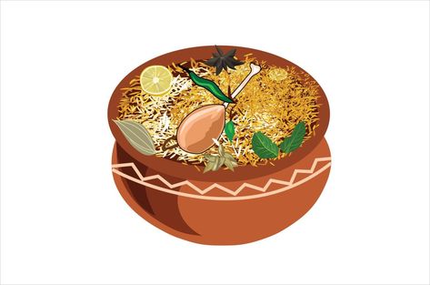 Biryani Illustration, Cake Topper Printable, Chicken Biryani, Indian Art Gallery, Birthday Cake Topper Printable, Chocolate Day, Food Stickers, Authentic Indian, Download Cute Wallpapers