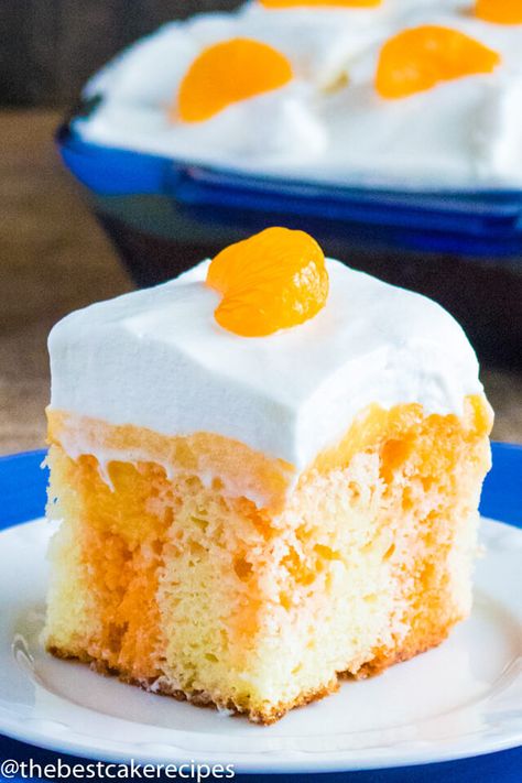 Did you love creamsicles as a child? Try this grownup version of an old-fashioned favorite! Orange Creamsicle Poke Cake is an easy cake recipe with Jello and Pudding. Creamcycle Cake Recipe, Orange Cake Mix Desserts, Polk Cake With Jello, Orange Creamsicle Poke Cake, Orange Jello Poke Cake Recipe, Orange Jello Cake Recipe, Dream Cicle Cake, Orange Poke Cake With Jello, Polk Cake